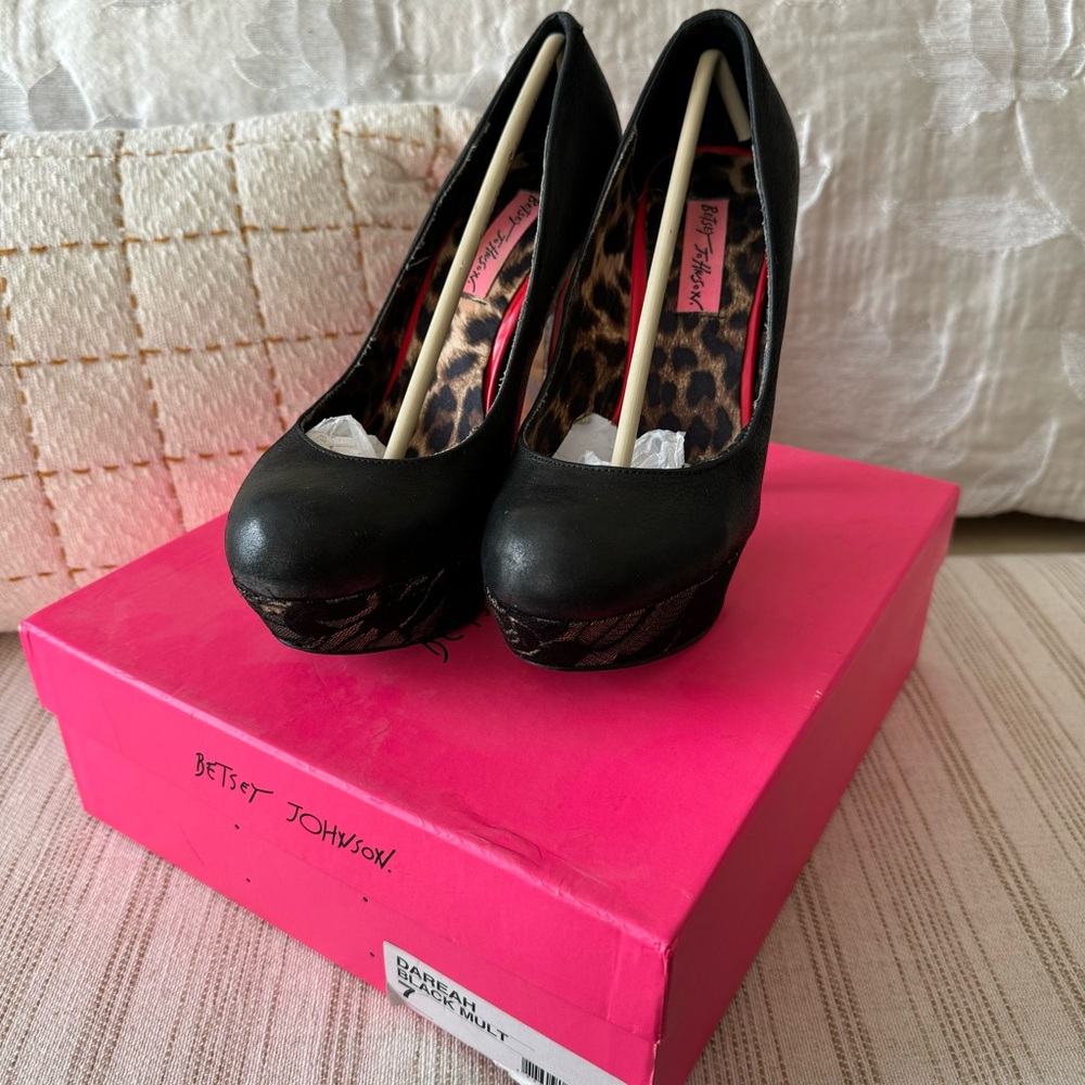 Betsey Johnson Black Lace Heels